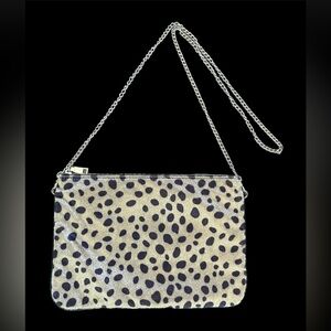Faux animal print small purse with gold chain